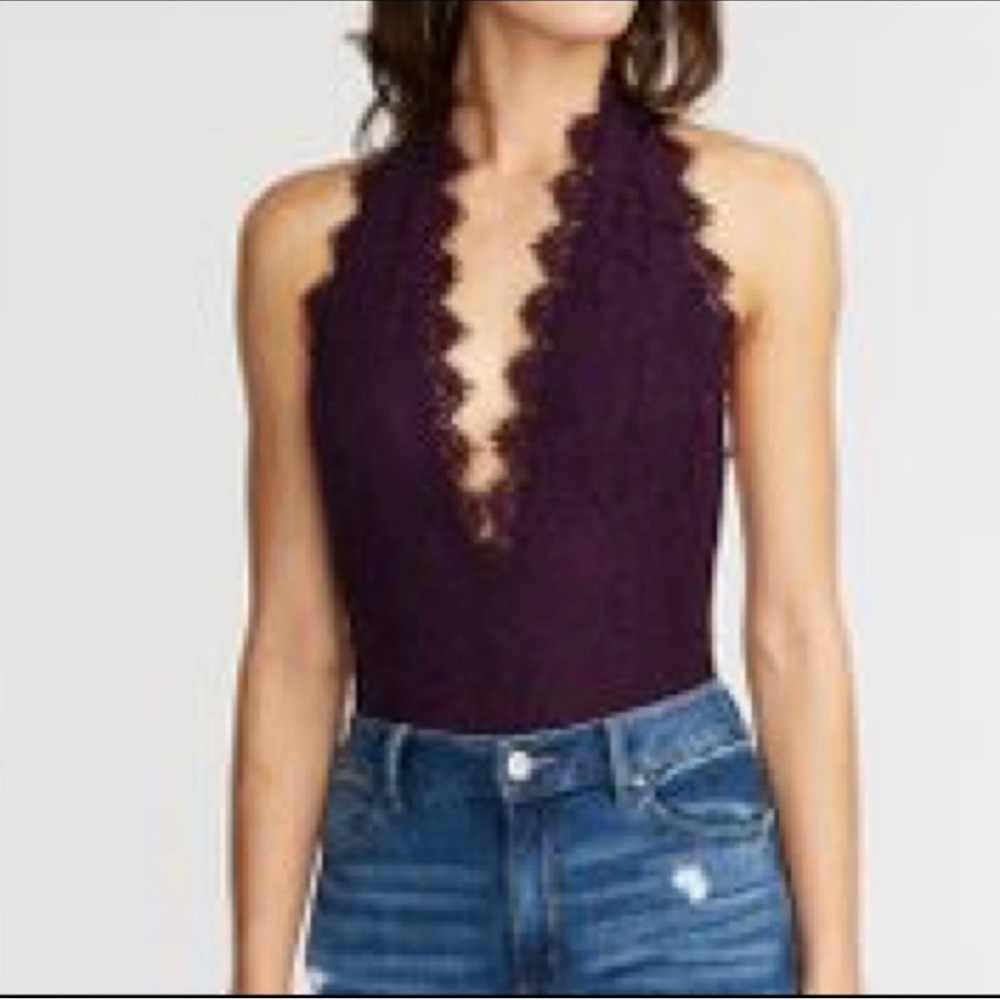 Charlotte Russe Lace Open Back Body Suit